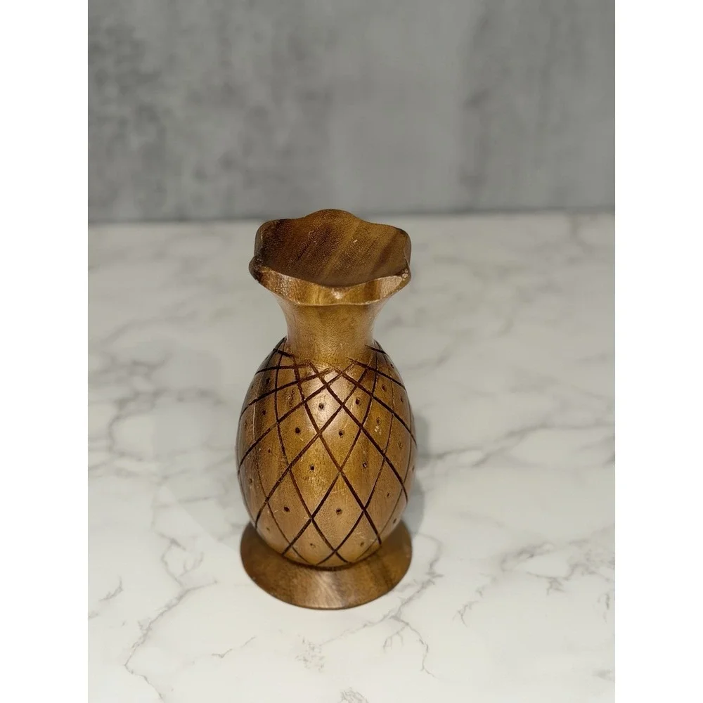 Vintage Monkey Pod Wood Candle Holder Hand Crafted Carved Hawaiian 8